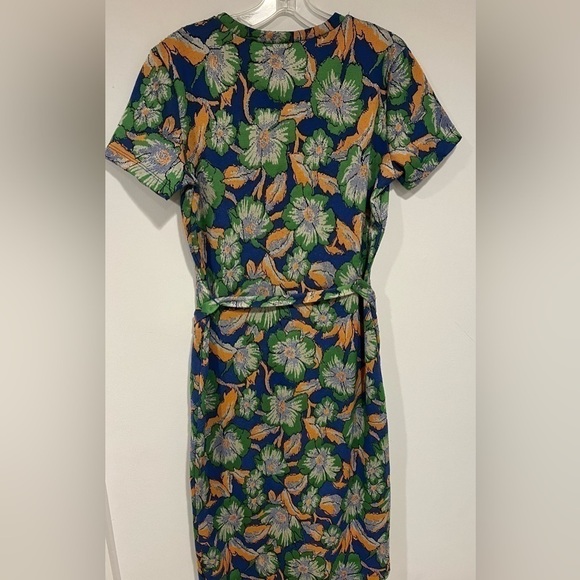 Zara Womens L Bold Jacquard Knit Tropical Floral Short Sleeve Midi Dress - Picture 5 of 7